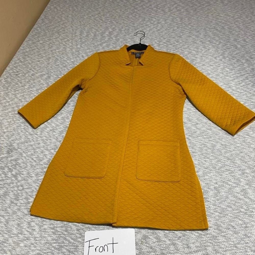 New York clothing yellow quilted open cardigan women M Petite. SKU-B969